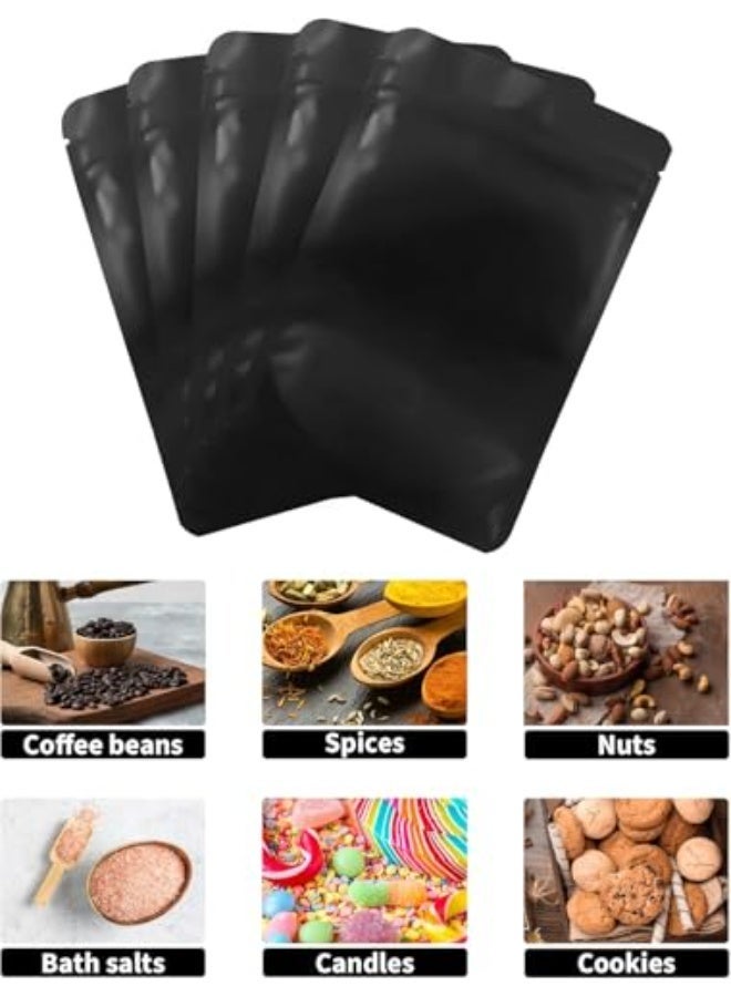 CLENEA 100 Pack 5.5 x 8.6 Inches Resealable Stand Up Smell Proof Pouch Black Sealable Foil Bags For Food Storage Packaging And Organization - Image 3